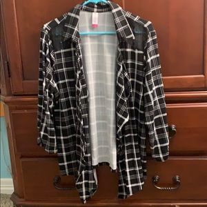 Black and white checkered cardigan